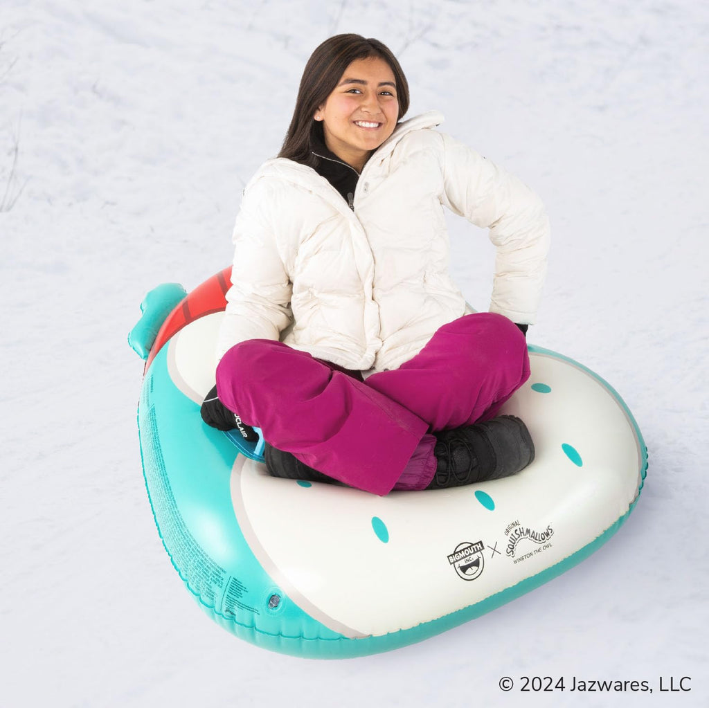Bigmouth X Squishmallows Heavy Duty Inflatable Snow Tube For Kids And Adults Winter Tubing Sled - Winston The Owl
