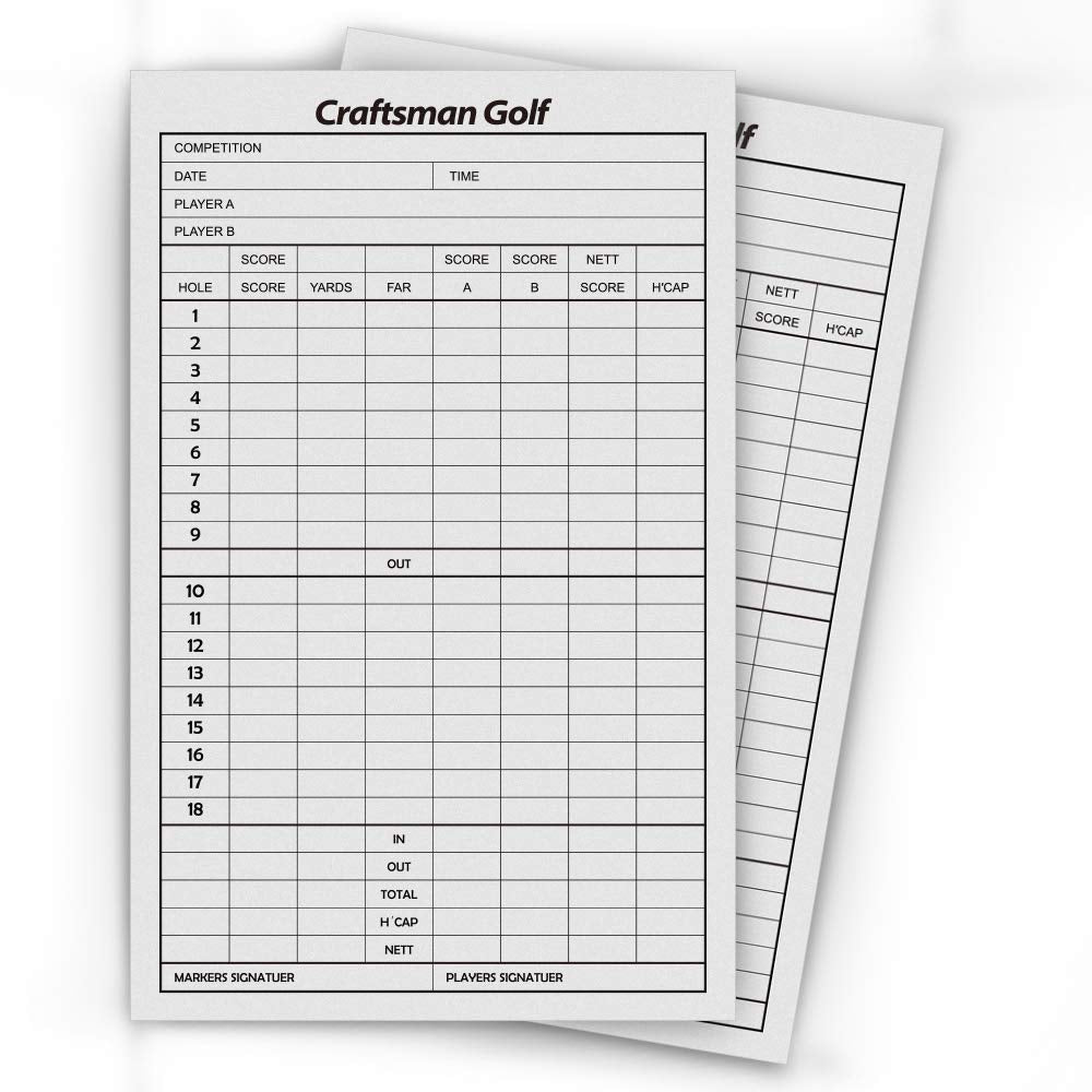 Craftsman Golf 10Pcs 6.3 X 4 Inch Golf Score Sheet Golf Scorecards Record Score Keeper Card Track Golf Stats