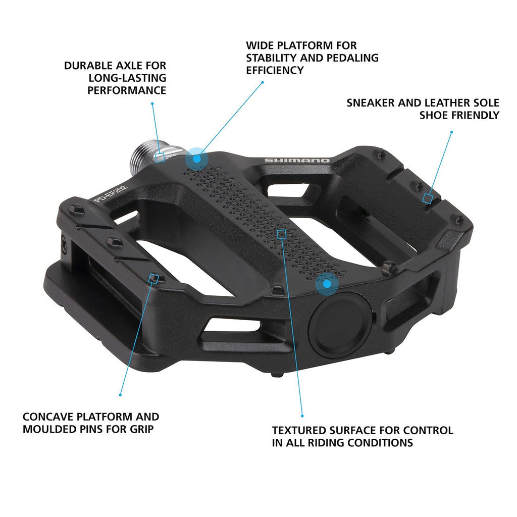 Shimano Pd- Ef202 Casual Riding Flat Pedal, Silver, One Size