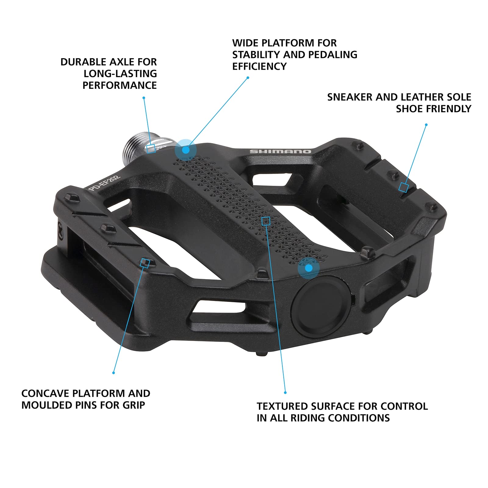 Shimano Pd- Ef202 Casual Riding Flat Pedal, Silver, One Size