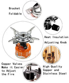 Dzrzvd Windproof Portable Backpacking Stove Burner With Piezo Ignition,Stove Adapter,Plastic Storage Box,Lightweight,Propane But