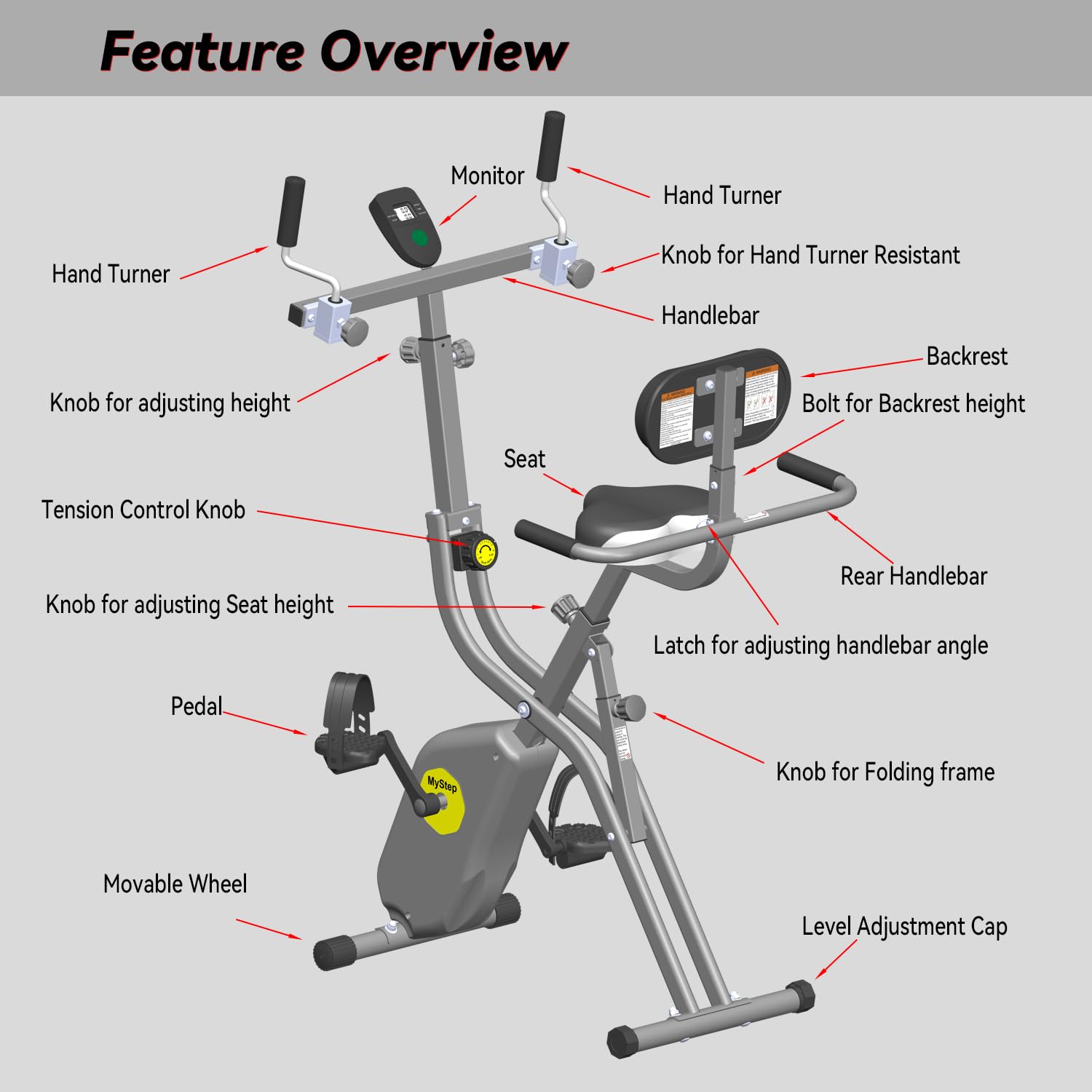 Folding Exercise Bike Arms And Feet Trainer Equipment For Home Workout Stationary Magnetic Foldable Upright Indoor Cycling Bicyc