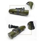 Trendbox Multifunctional 7 In 1 Camping Hiking Outdoor Whistle With Compass Magnifier Led Flashlight Thermometer For Emergency S