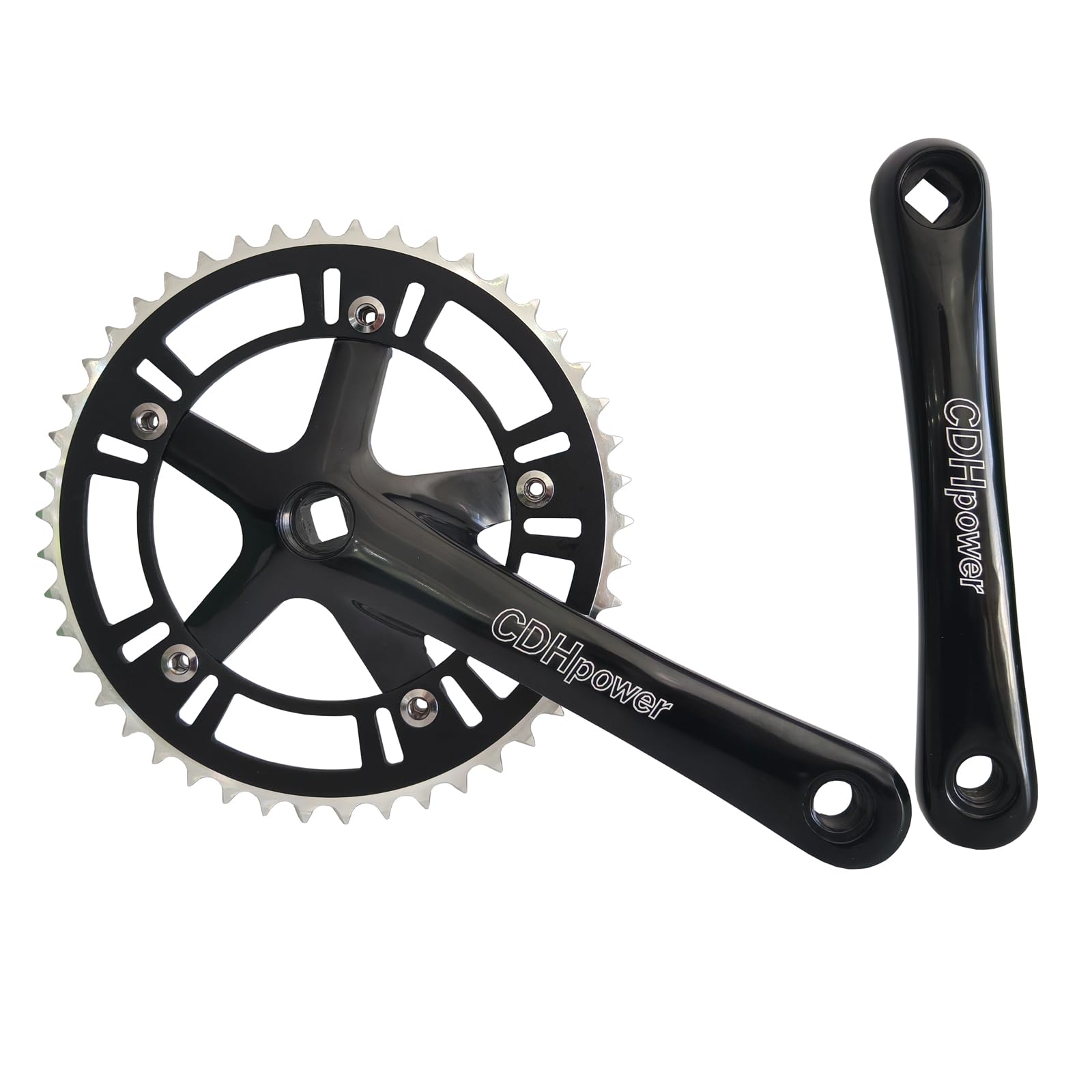 CDHPOWER Crankset 46T 170mm Single Speed Crankarms 130 BCD for Mountain Road Bike Fixed Gear Bicycle (Square Taper, Black) (46T,