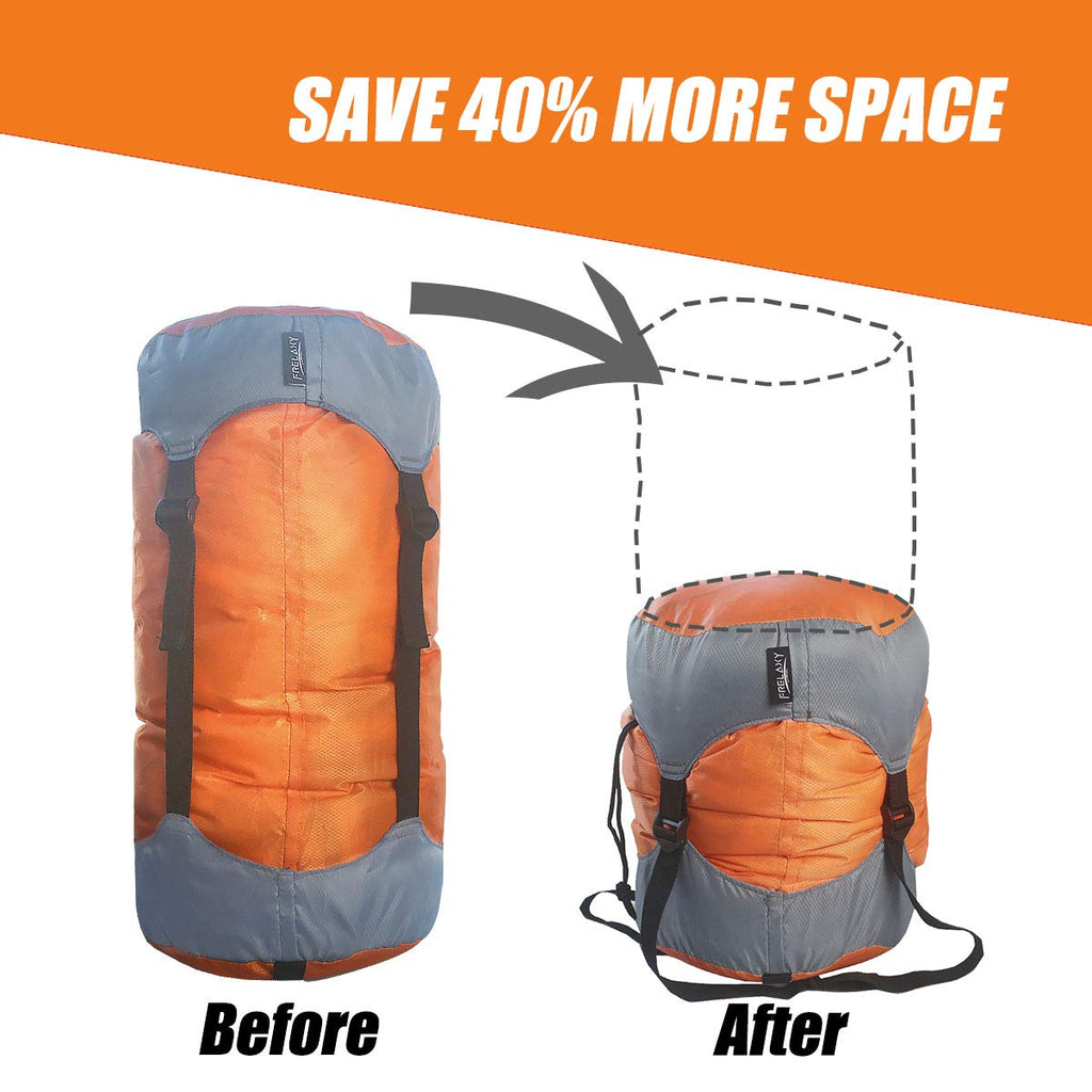 Frelaxy Compression Sack, Ultralight Sleeping Bag Stuff Sack Compression Stuff Sack - Space Saving Gear For Camping, Hiking (Ora