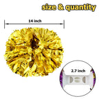 Hooshing 6Pcs Gold Cheerleading Pom Poms Metallic Cheer Pompoms With Baton Handle For Kids Adults Team Spirit Sports Dance Cheer