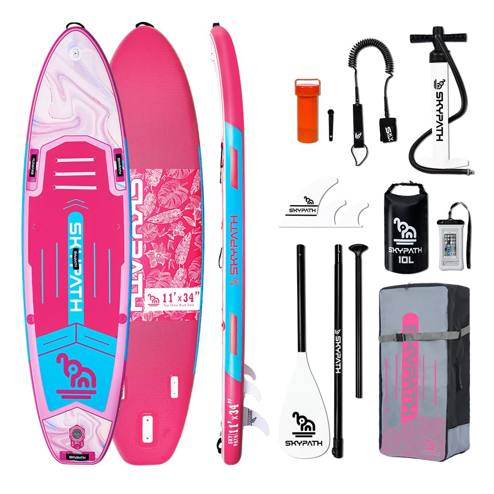 Inflatable Stand Up Paddle Board,11*34 Ultra-Light SUP Board, Wide Stable Family Board for Youth & Adults of All Skill Levels