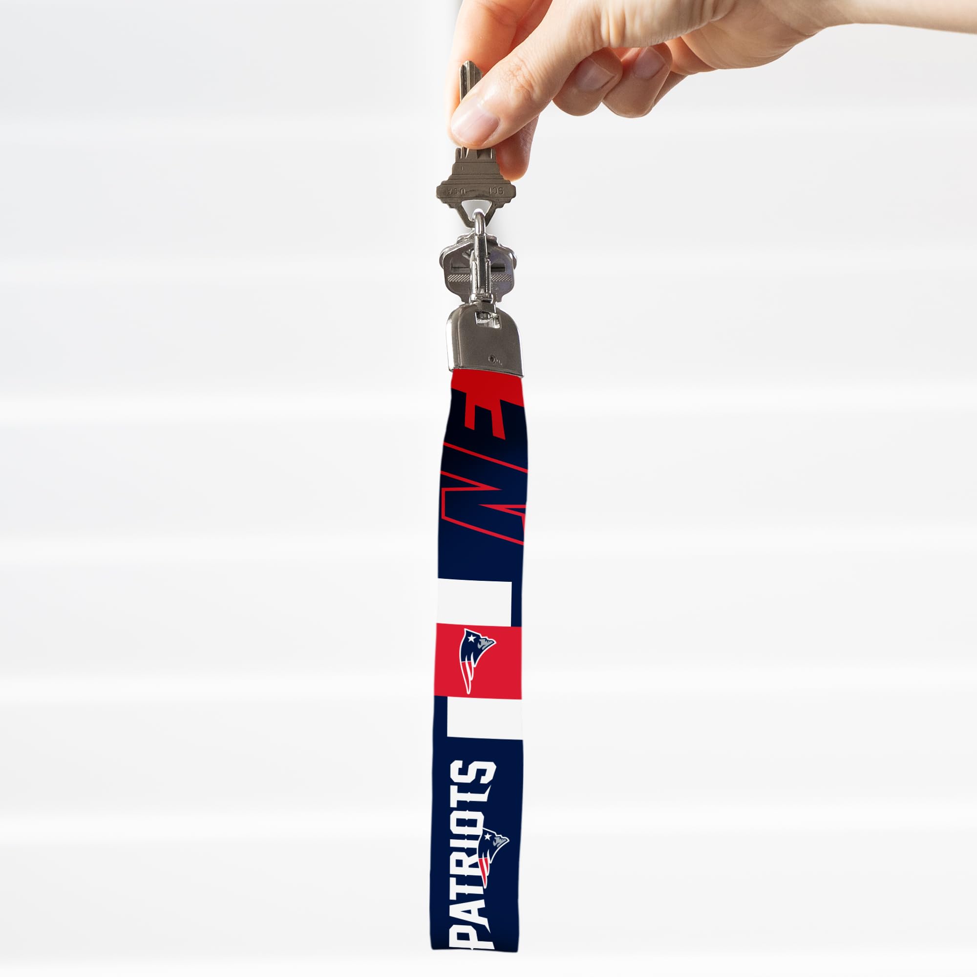 Rico Industries Nfl Football New England Patriots Standard Wrist Lanyard Key Chain, Cute Wristlet Strap Keychain Holder For Wome