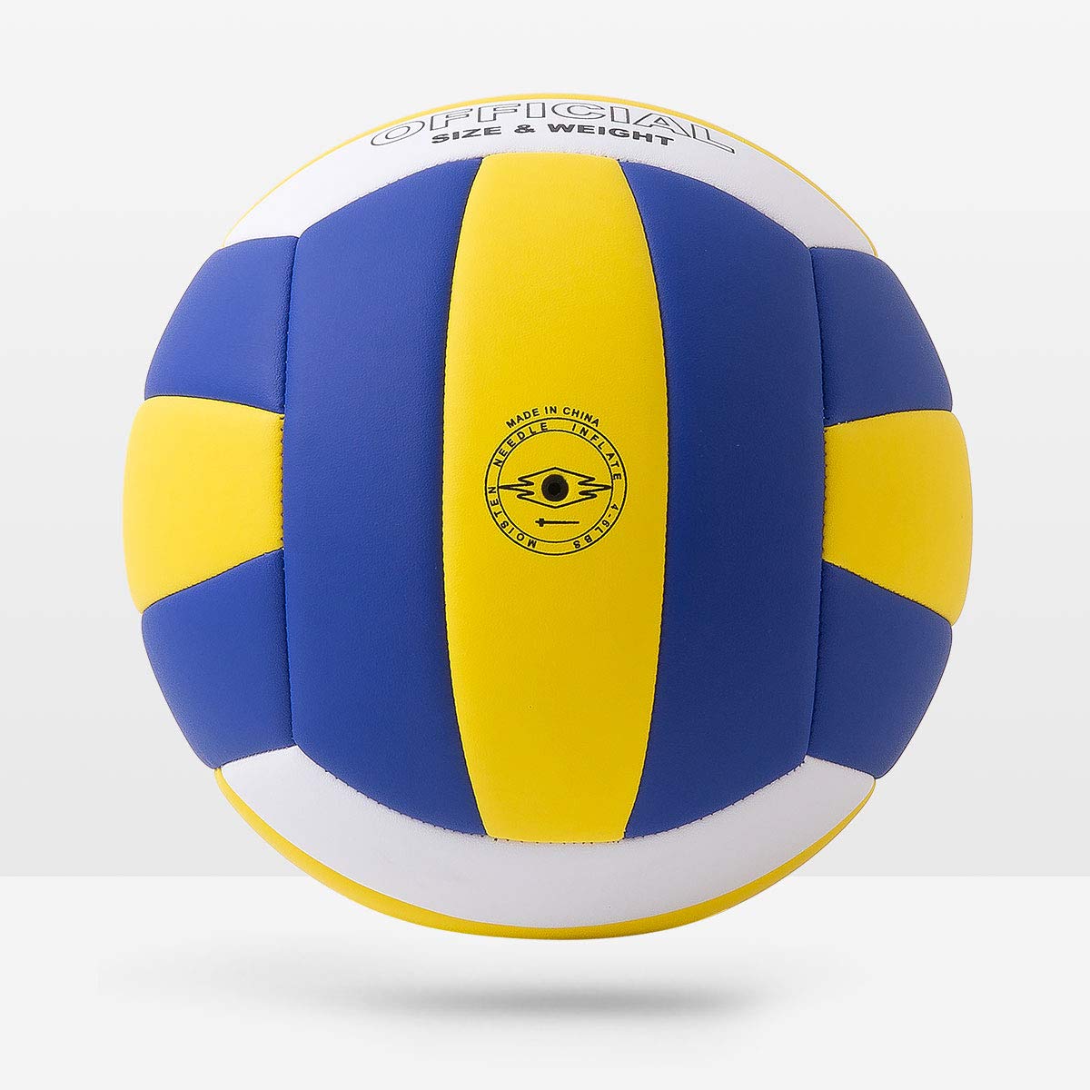 Runleaps Volleyball, Waterproof Indoor Outdoor Volleyball For Beach Game Gym Training, Official Size 5 (Blue-Yellow-White)