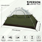 Bessport Camping Tent 1 Person Tent Waterproof Two Doors Backpacking Tent Easy Setup Lightweight For Outdoor, Hiking Mountaineer