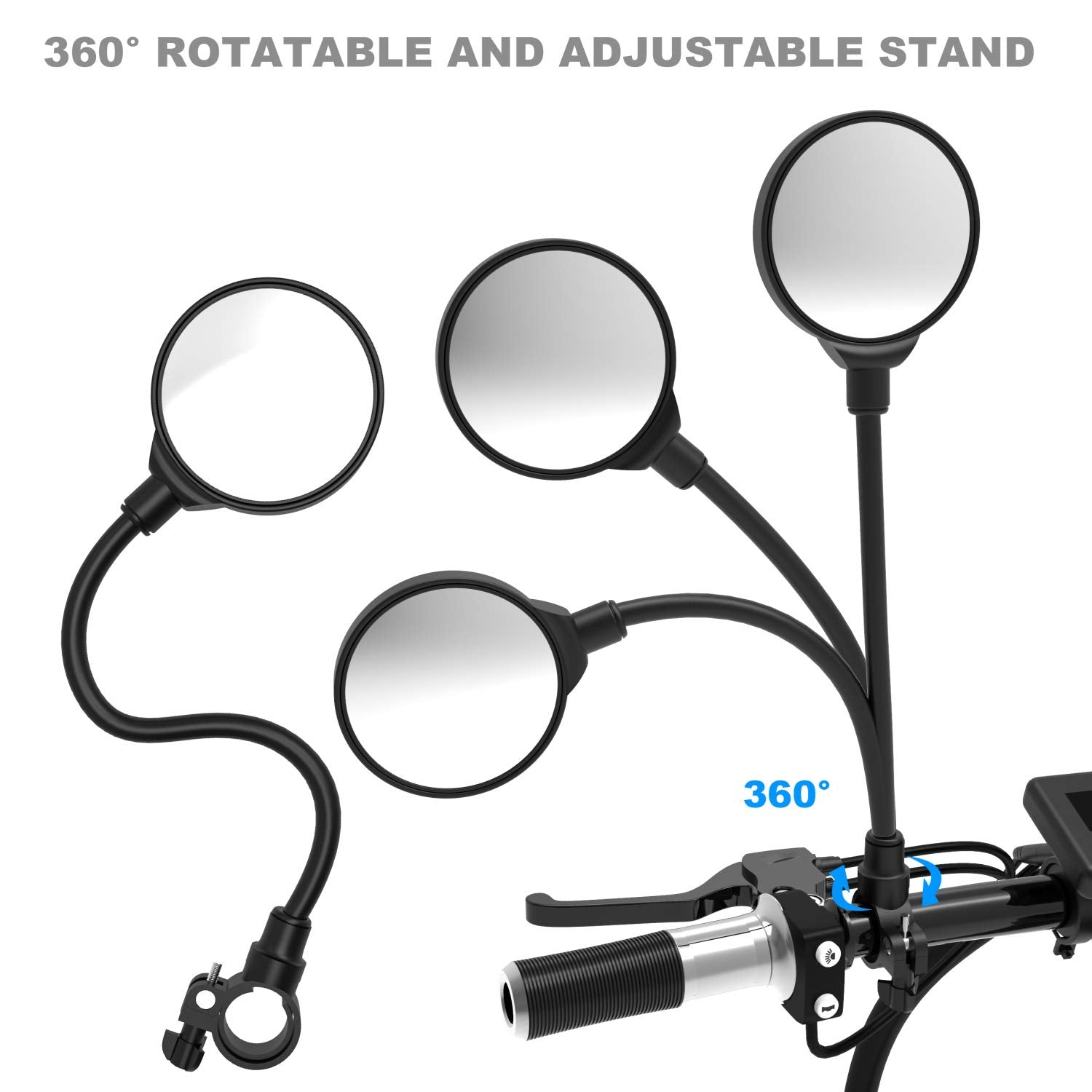 Royor Bike Mirrors For Handlebars Rearview Mirror - Bicycle Mirrors For Handlebars, 360 Adjustable Rotatable Bicycle Mirror For