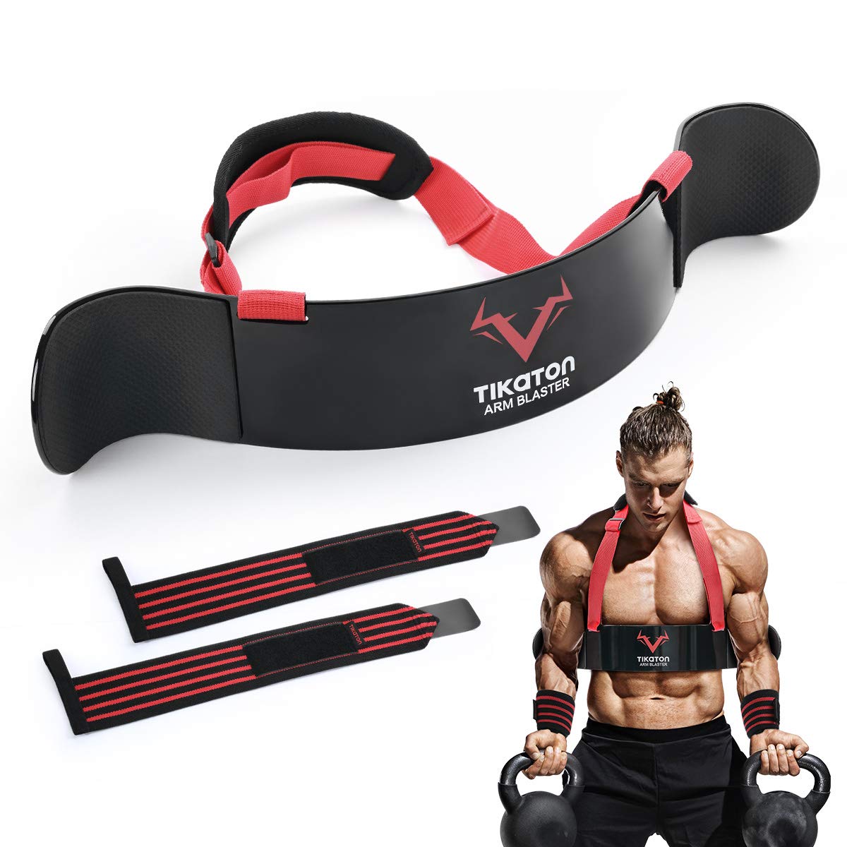 Tikaton Arm Blaster With Wrist Wraps For Biceps & Triceps, Adjustable Bicep Isolator Arm Curl Blaster For Big Arms Bodybuilding