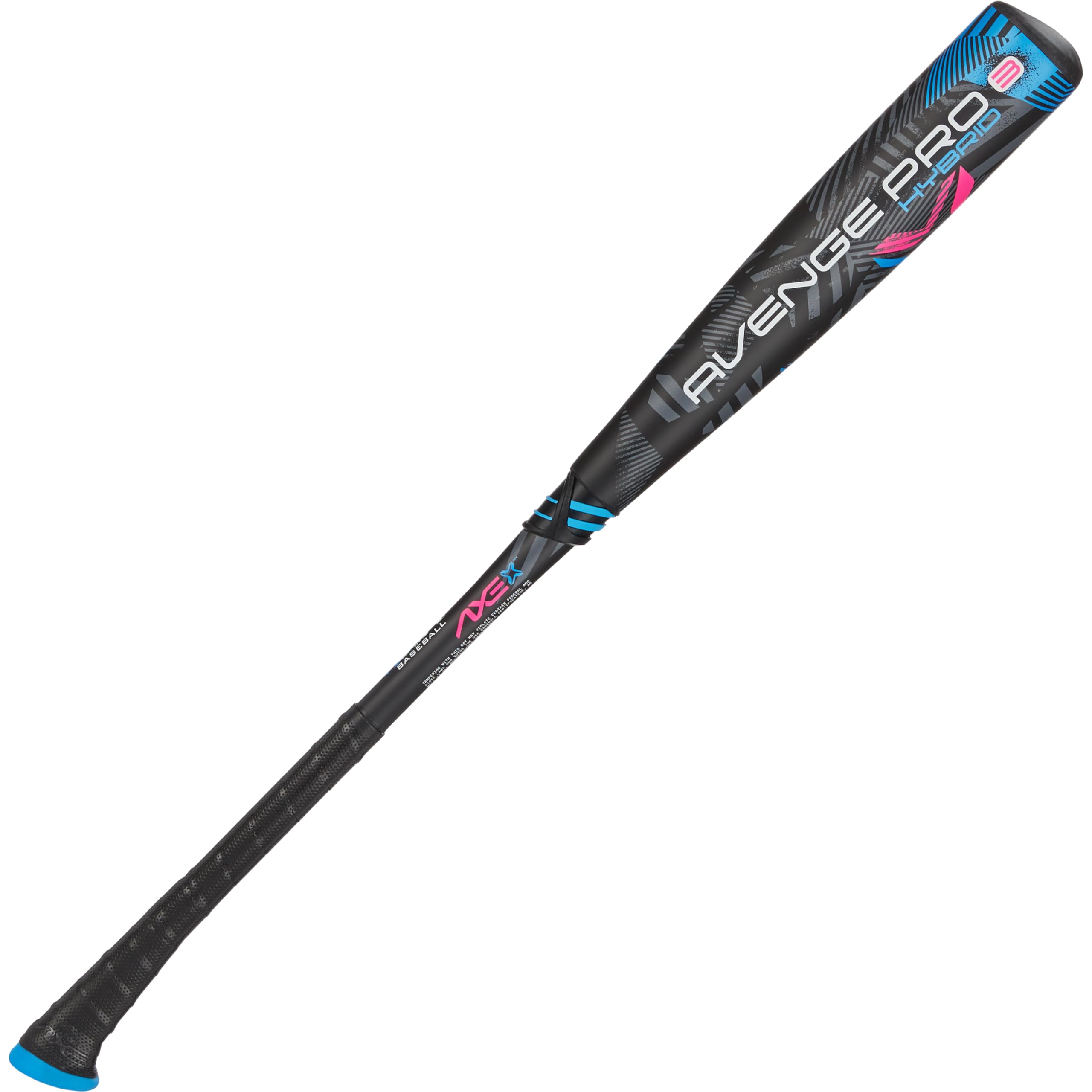 Axe | Avenge Pro 3 Hybrid | Usa Baseball Bat | Drop -10/-8 | 3-Piece Hybrid | 2 5/8'' Barrel | Black/Blue/Pink (Pro Standard Han