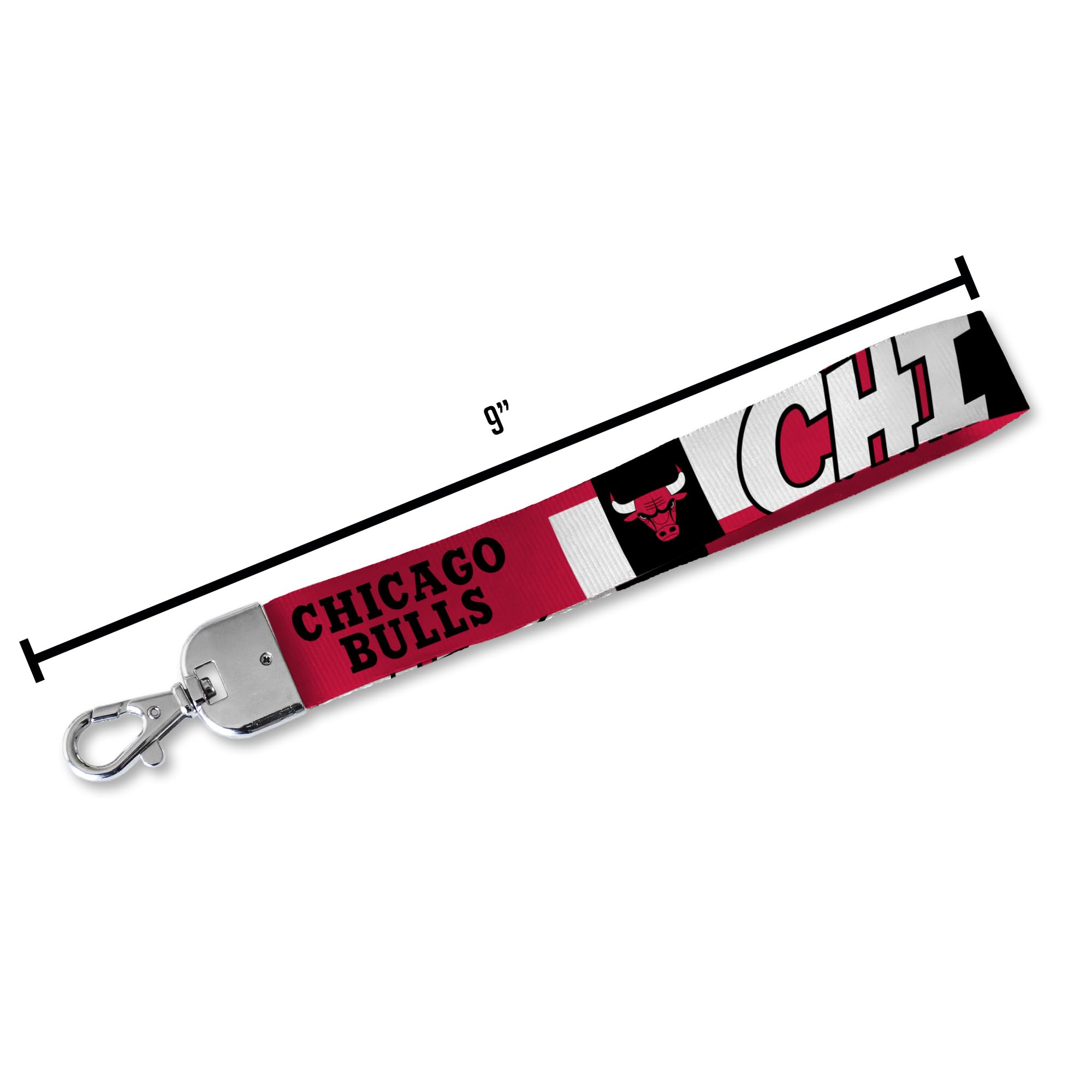 Rico Industries Nba Basketball Chicago Bulls Wrist Lanyard Key Chain, Cute Wristlet Strap Keychain Holder For Women Men Car Keys