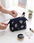 Cosmetic Toiletry Makeup Pouch With Portable Travel Multipurpose WaterResistant Zipper Makeup Brush Bags  Black Flower Jspbf1