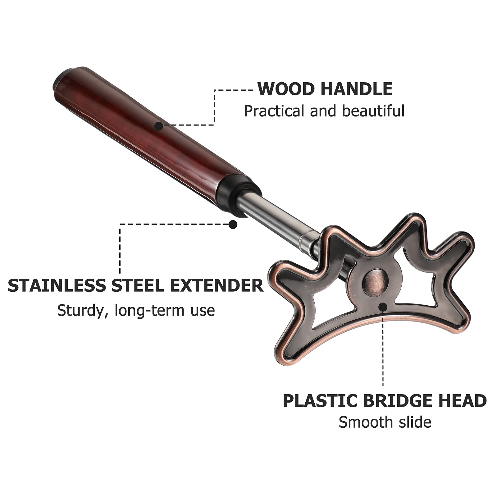Sumind Retractable Pool Bridge Stick - Billiards Accessories Cue Bridge With Removable Head And Wooden Handle, Ideal For Pool Ta