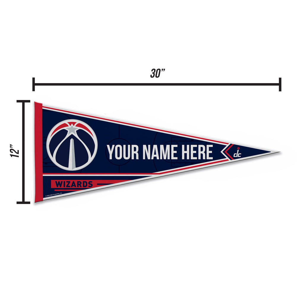 Rico Industries Nba Basketball Washington Wizards Personalized - Custom 12'' X 30'' Soft Felt Pennant - Ez To Hang