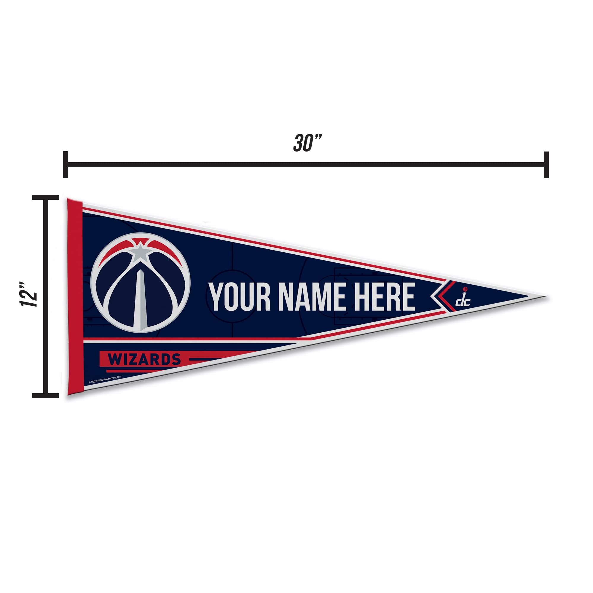 Rico Industries Nba Basketball Washington Wizards Personalized - Custom 12'' X 30'' Soft Felt Pennant - Ez To Hang