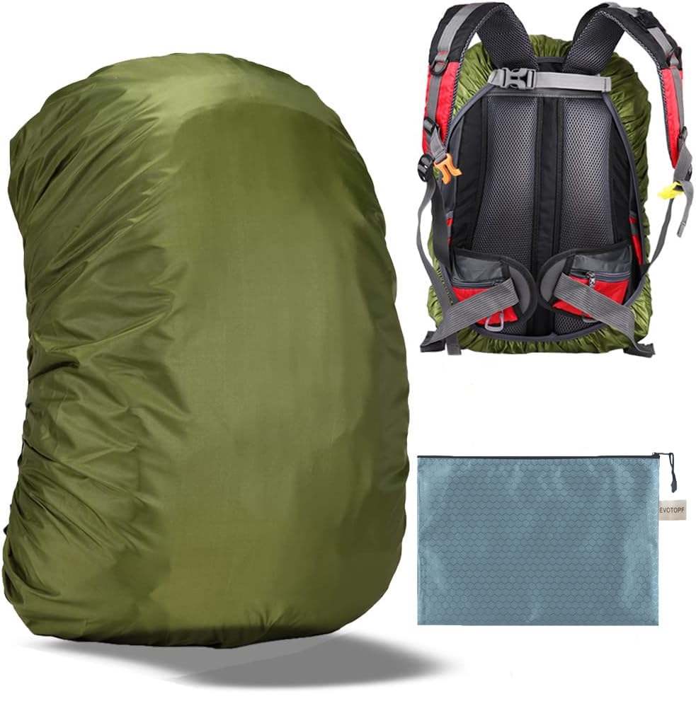 Evotopf Waterproof Backpack Rain Cover With Adjustable Anti Slip Buckle Strap  Sliver Coating Reinforced Inner Layer For Camping