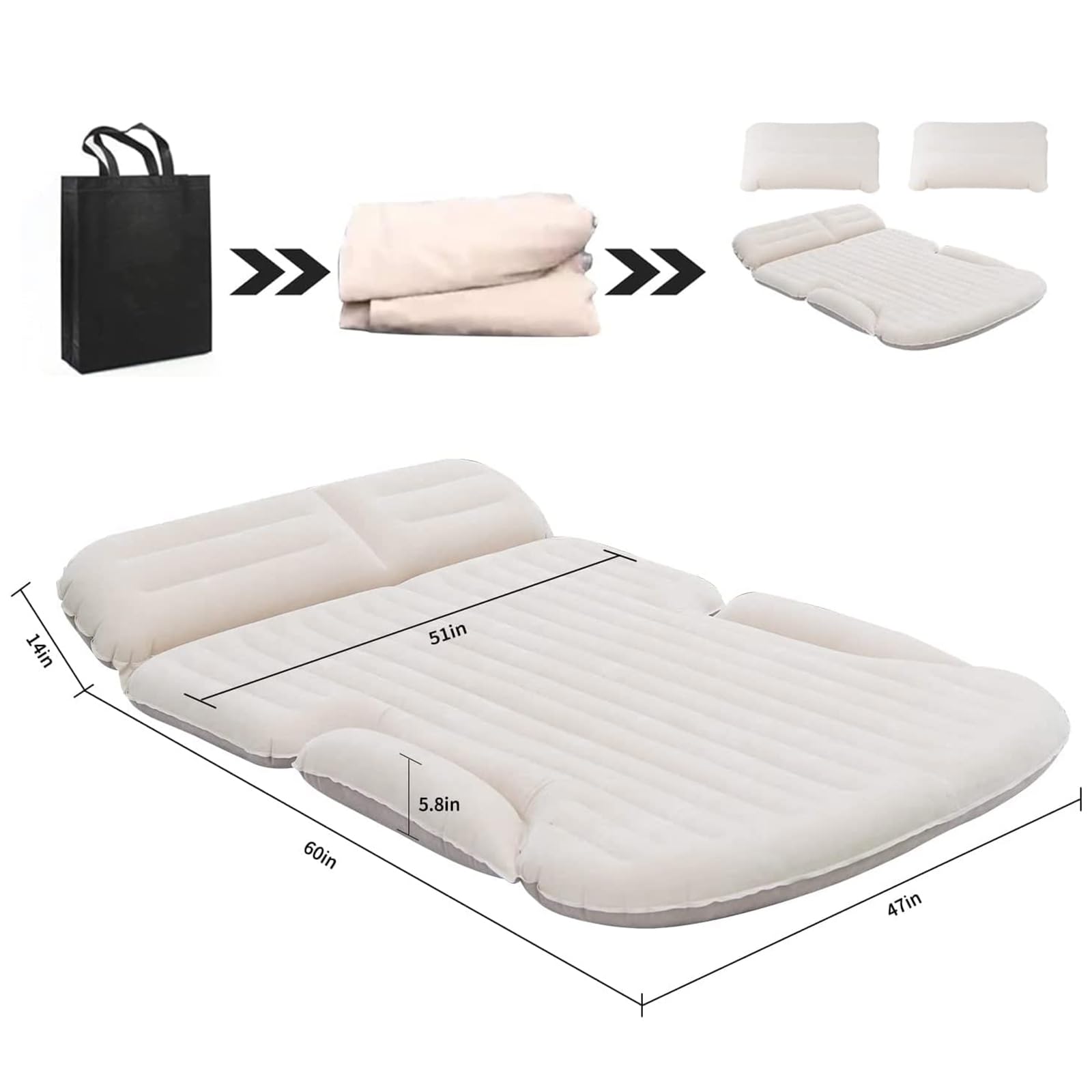 Kmz Air Mattress Thickened And Double-Sided Flocking Travel Camping Bed With 2 Pillows Dedicated Mobile Cushion Extended Outdoor