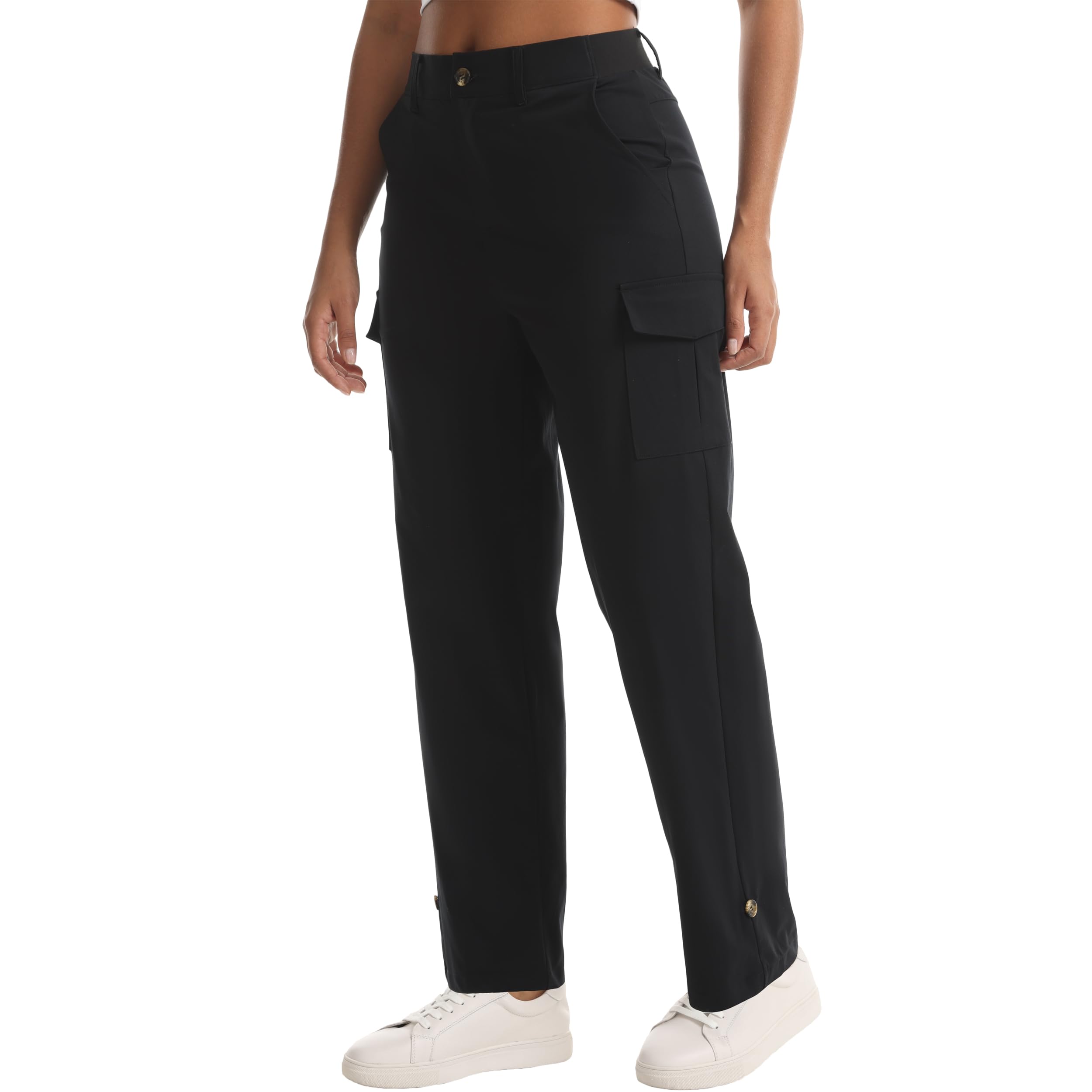 zsenoxaxi Womens Lightweight Hiking Pants Stretchy Quick Dry Capri Cargo Pants with Pockets for Golf Casual Travel Outdoor(Dark