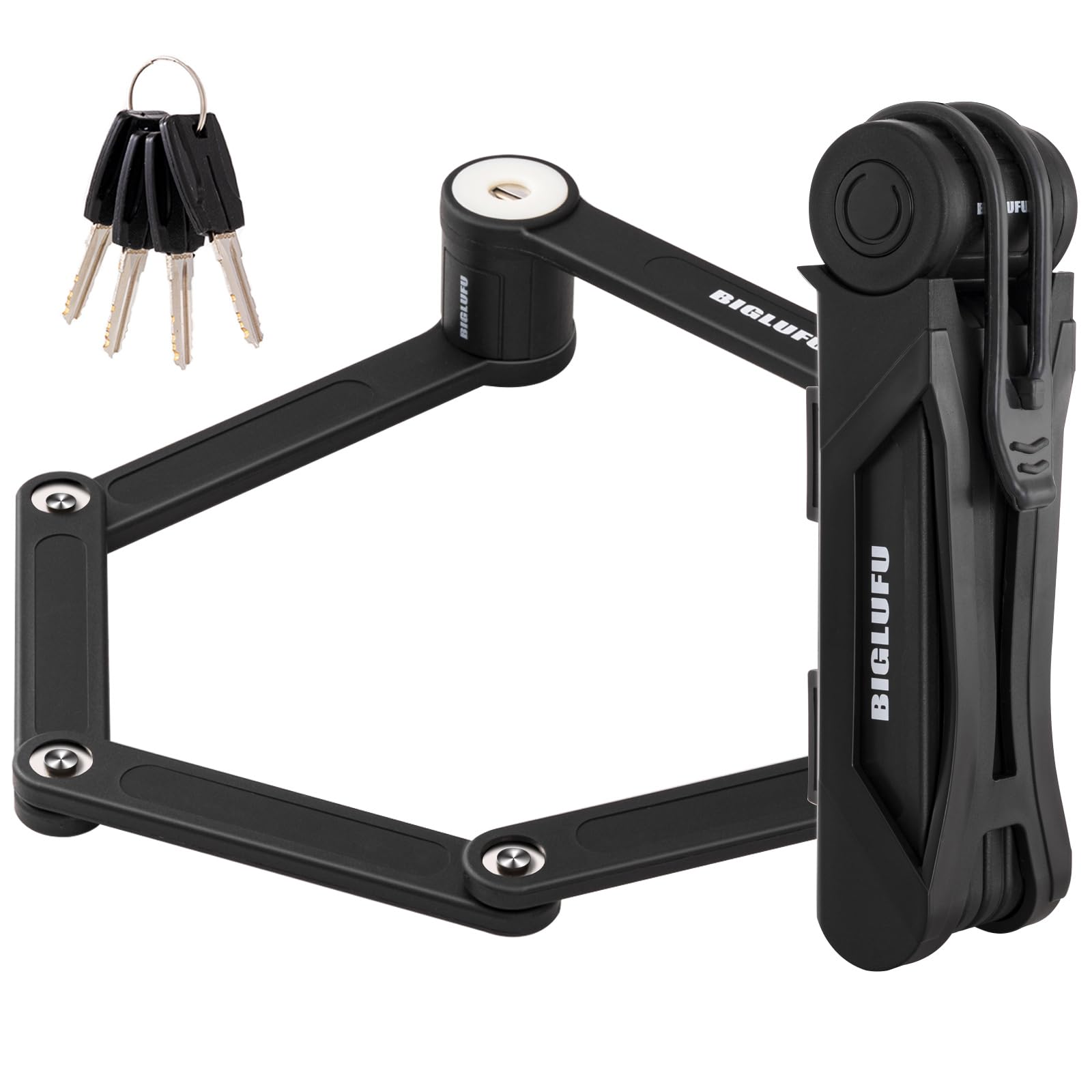 Biglufu Bike Lock Bicycle Scooter Motorcycle Folding Locks With 4Keys, Fold Chain Heavy Duty Alloy Steel Foldable Lock With Moun