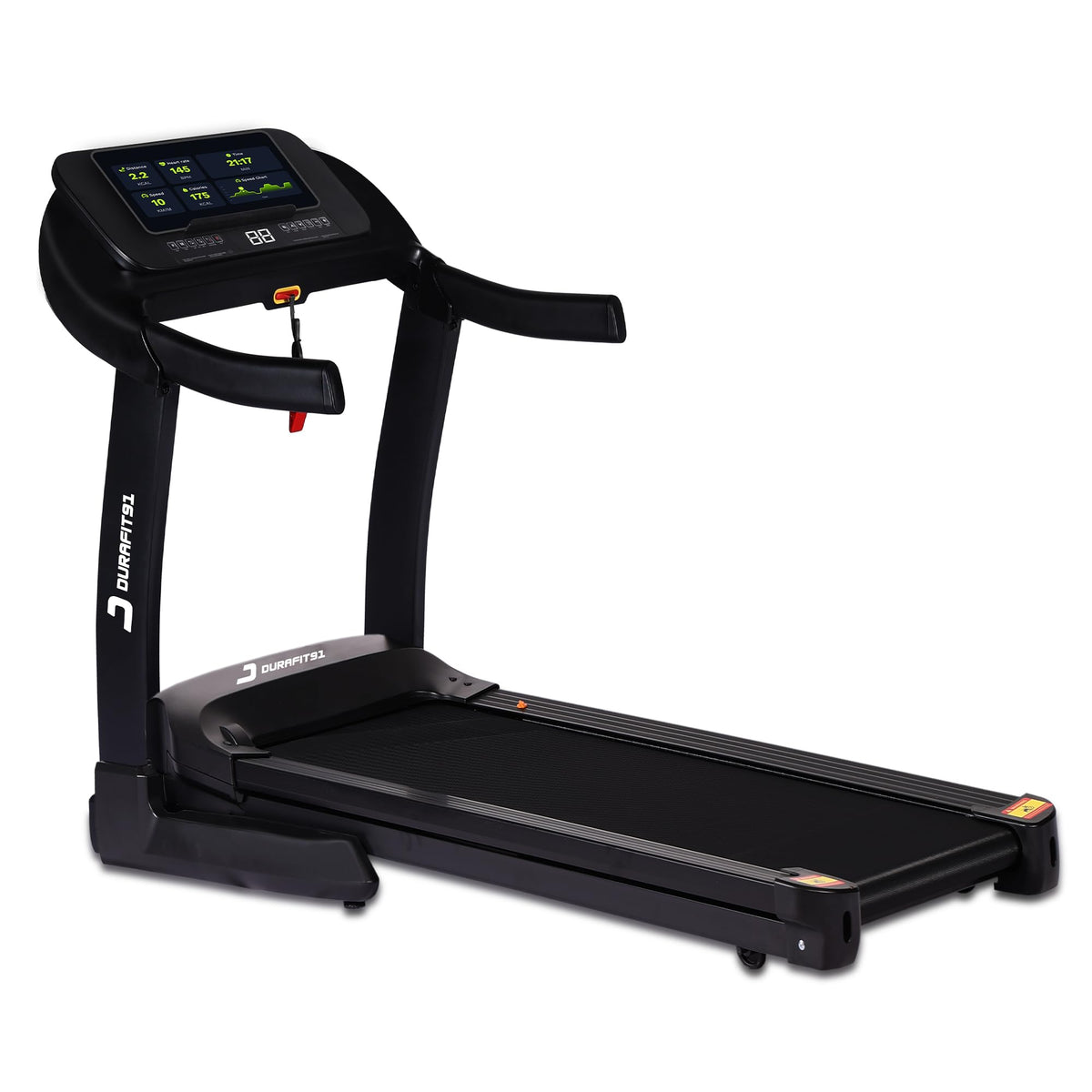 Durafit91 Vigor Pro 6 Hp Peak Bldc Motorized Hydraulic Foldable Treadmill | 25 Level Auto Incline |18 Km/Hr Max Speed | Max User