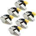 Hipat Whistle, 6 Pack Stainless Steel Sports Whistles With Lanyard, Loud Crisp Sound Whistles Bulk Great For Coaches, Referees, 