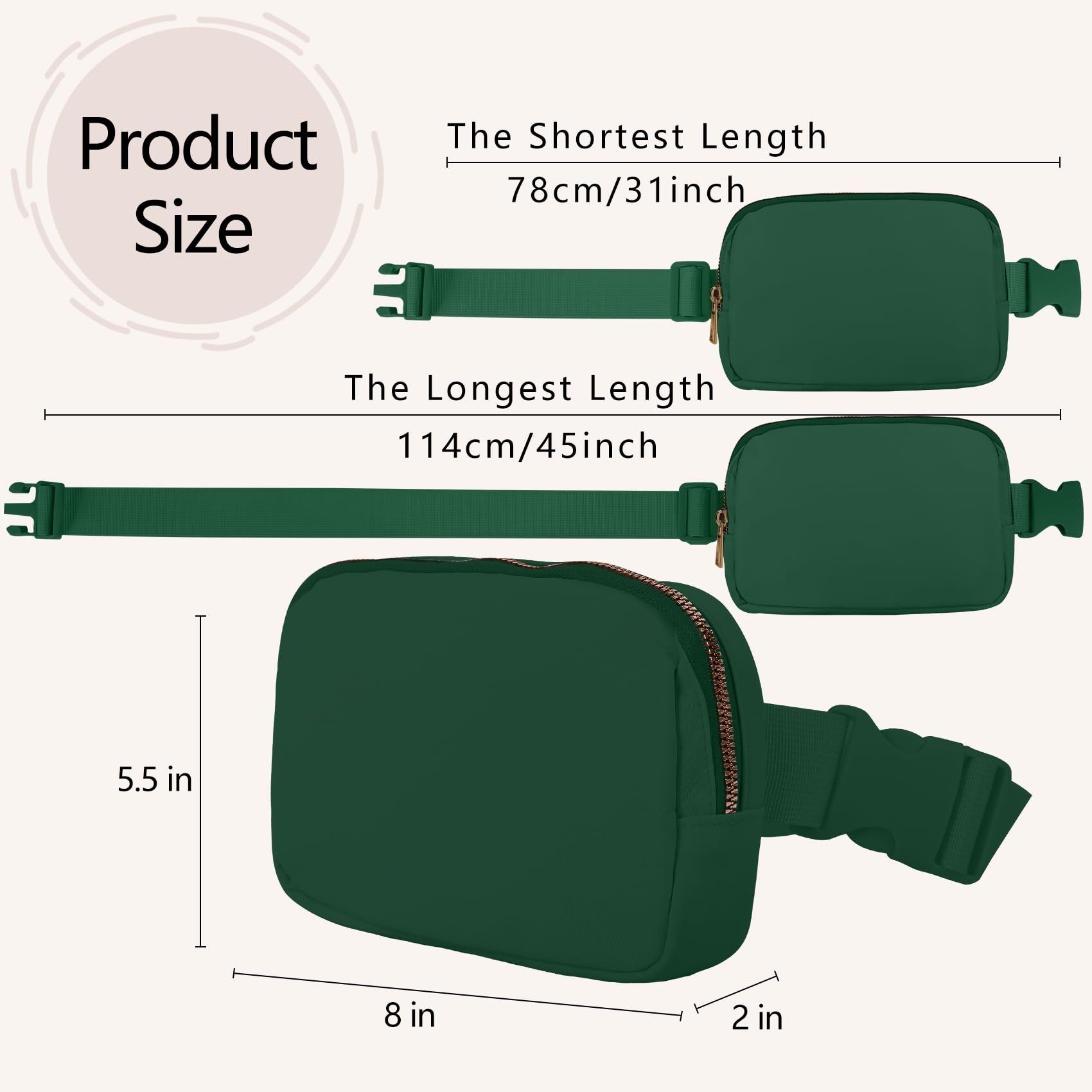 Vorolo Fanny Pack Christmas Gift For Women And Men Crossbody Bag Belt Bag Bum Bag With Adjustable Strap For Sportsdeep Green
