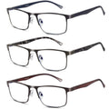 Lcbestbro 3 Pack Business Blue Light Blocking Reading Glasses For Men, 25 Metal Readers