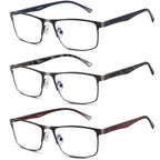 Lcbestbro 3 Pack Business Blue Light Blocking Reading Glasses For Men, 25 Metal Readers