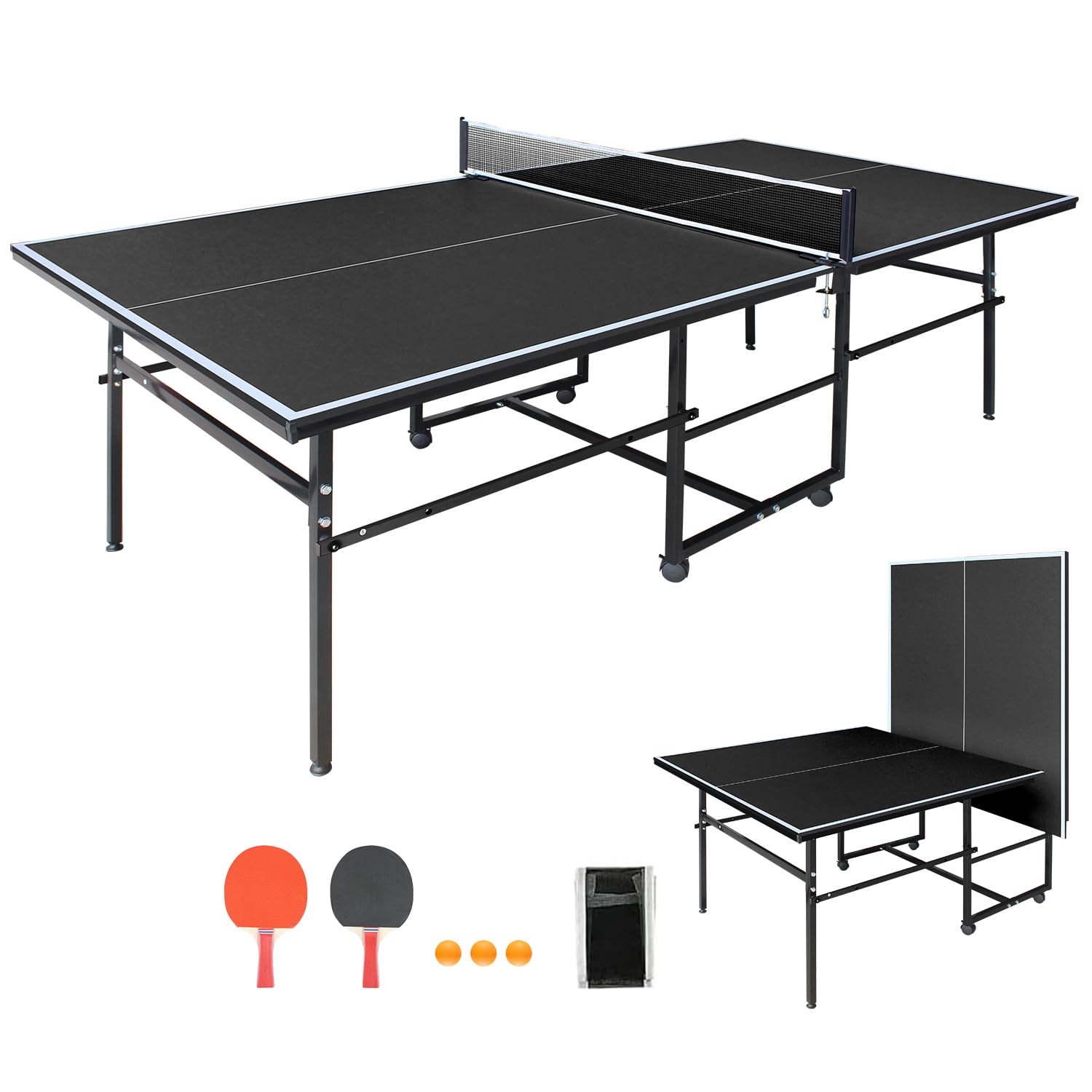 Medium Table Tennis Table Foldable & Playable Table Tennis Table Set for Indoor and Outdoor Use with Large Line, 2 Table Tennis 
