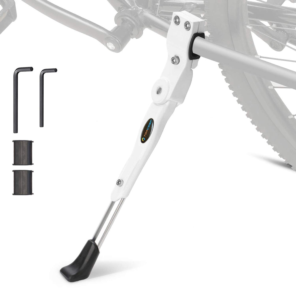 Topcabin Bicycle Adjustable Aluminium Alloy Bike Bicycle Kickstand Side Kickstand Fit For 22'' 24'' 26''- White