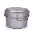 Usharedo Camping Pot Bowl Frying Pan Mess Kit Titanium Pot Pan Set With Folding Handle Outdoor Cookware Ti1585B