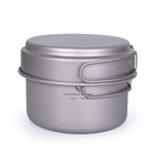 Usharedo Camping Pot Bowl Frying Pan Mess Kit Titanium Pot Pan Set With Folding Handle Outdoor Cookware Ti1585B