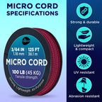 Teceum Micro Paracord - Maroon - 1.18 Mm X 125 Ft - Micro Utility Cord - Thin Braided Paracord Rope Nylon Polyester - Wind Chime