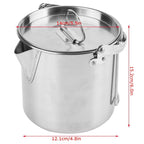 Pasamer 1.2L Camping Tea Kettle, Outdoors Camping Pot Portable Folding Hiking Pot Stainless Steel Kettle Cookware Coffee Tea Pic