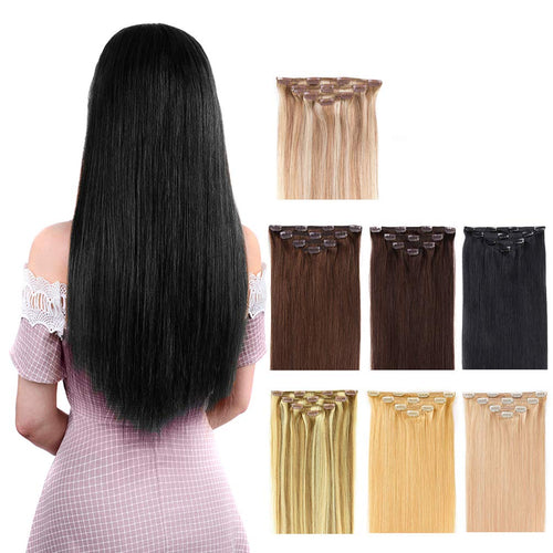 18 Clip In Hair Extensions Remy Human Hair For Women - Silky Straight Human Hair Clip In Extensions 60Grams 4Pieces Jet Black 1 