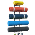 Yoga Mat Holder Wall Mount, Wall Rack Organizer, Storage Foam Roller And Block, With 5 Sectional And 3 Hooks For Hanging Yoga St