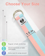 Tumaz Yoga Strap/Stretch Bands [15+ Colors, 6/8/8 Feet Options] With Extra Safe Adjustable D-Ring Buckle, Durable And Comfy Deli