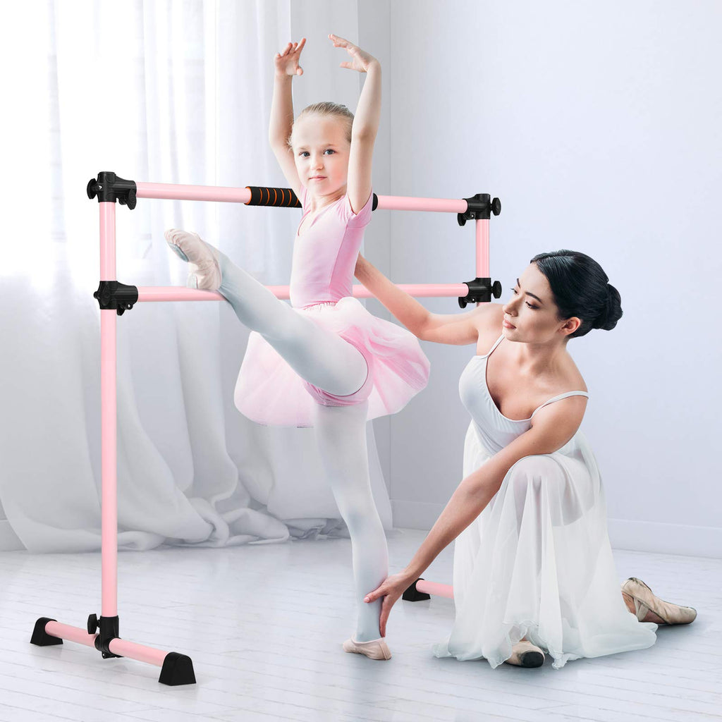 Goflame Ballet Barre Portable Double, 4Ft Freestanding Ballet Barre Adjustable, Heavy Duty Dancing Stretching Ballet Bar For Hom