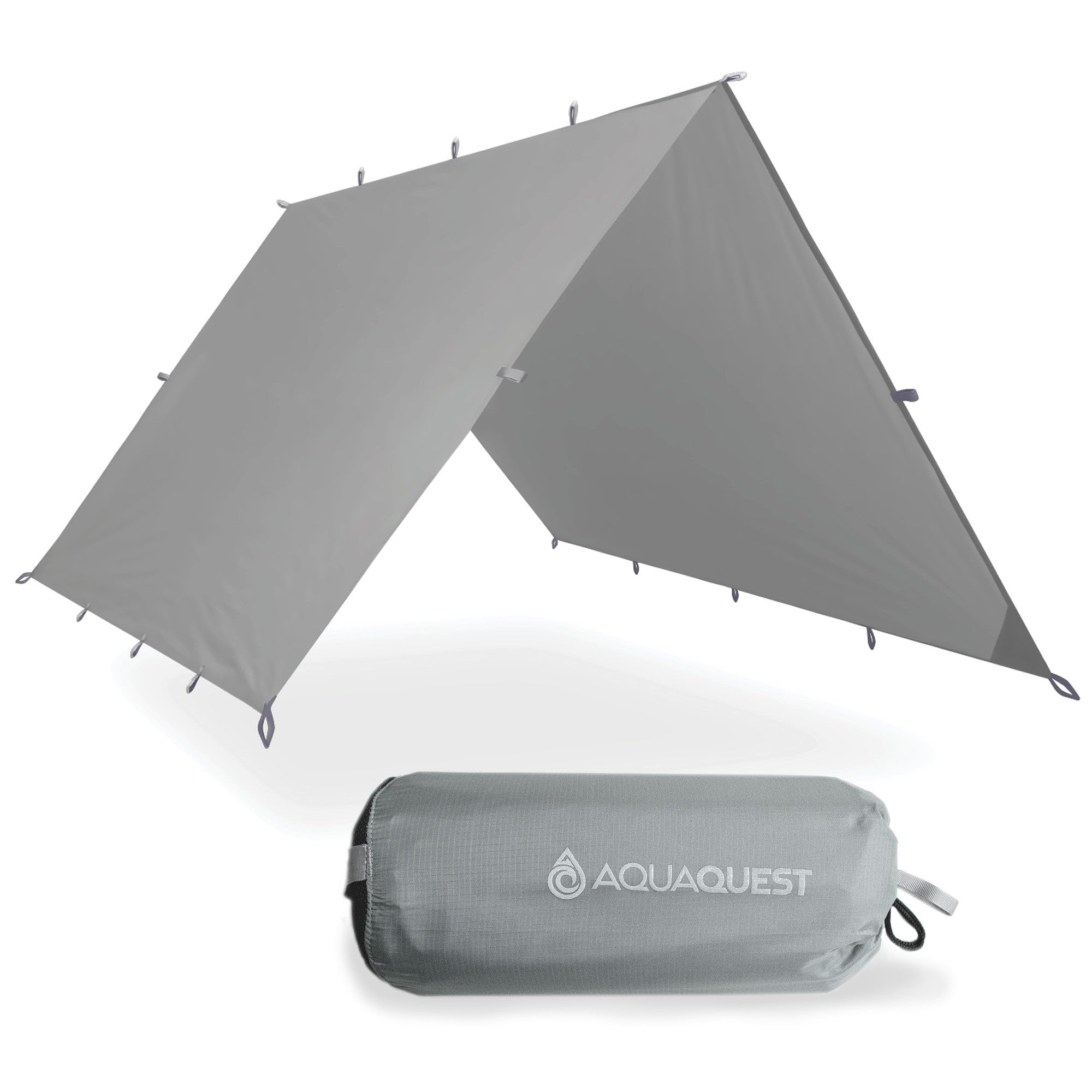 Aquaquest Defender Tarp - Heavy-Duty Waterproof (20,000 Mm) Seam-Taped Rain Fly For Camping, Bushcraft & Survival - 10  7 Stealt