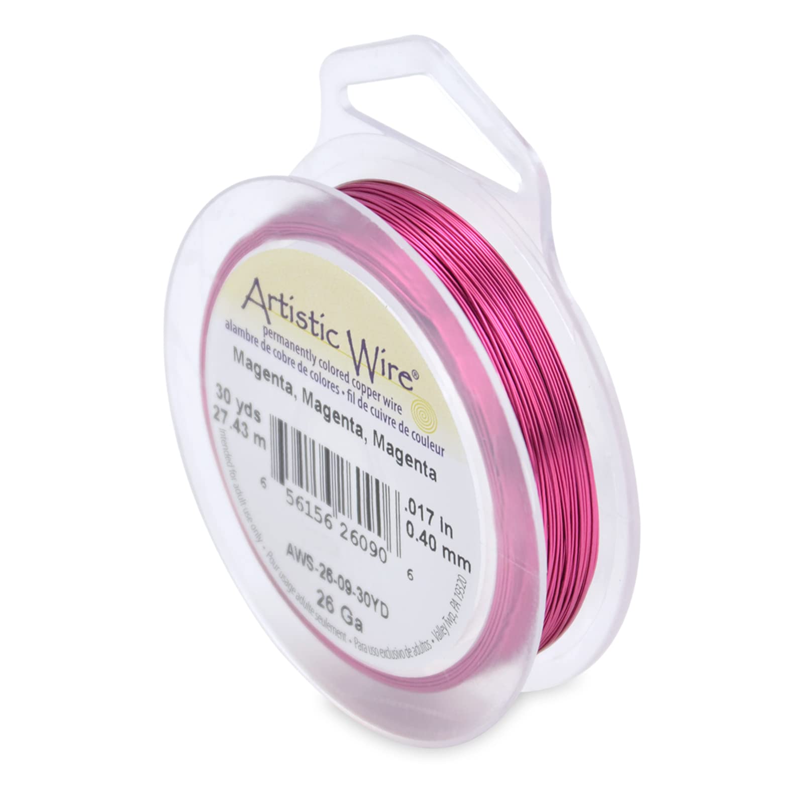 Artistic Wire, 26 Gauge  41 Mm Tarnish Resistant Colored Copper Craft Wire, Magenta, 30 Yd  274 M