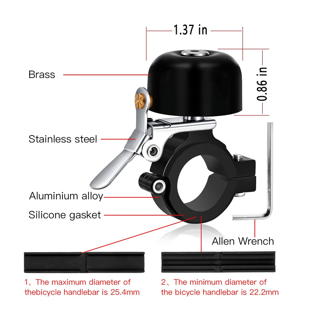 Greallthy Bike Bell Classic Brass Bicycle Bell, Bike Bells For Adults Kids, Loud Sound Bicycle Bells For Handlebars, Road Mounta