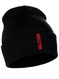 Daxton Vertical Usa Cities Cuffed Beanie Winter Knit Hat Skully Cap, Houston Black Red