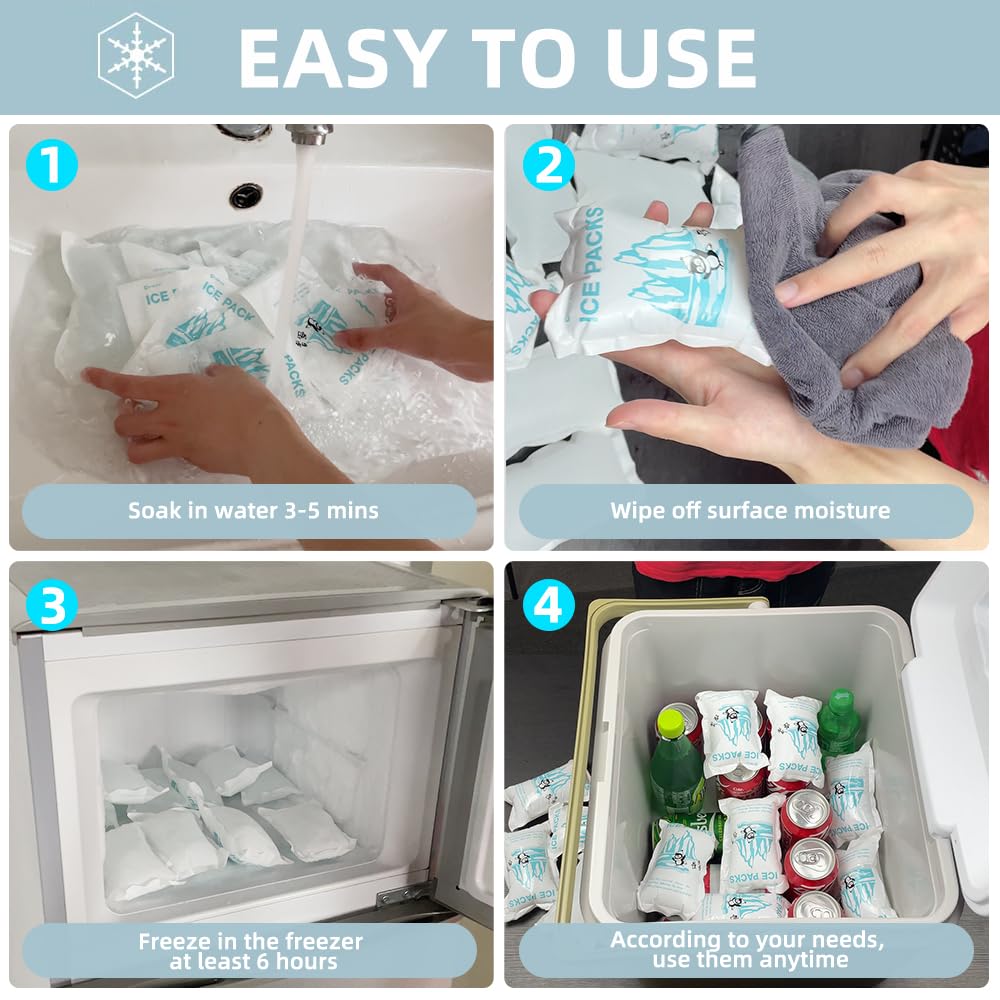 World-Bio Dry Ice For Shipping Frozen Food & Travel, Long Lasting Cold Packs For Cooler 96 Packs 4.7'' X 3.3'', Small Freezer Pa