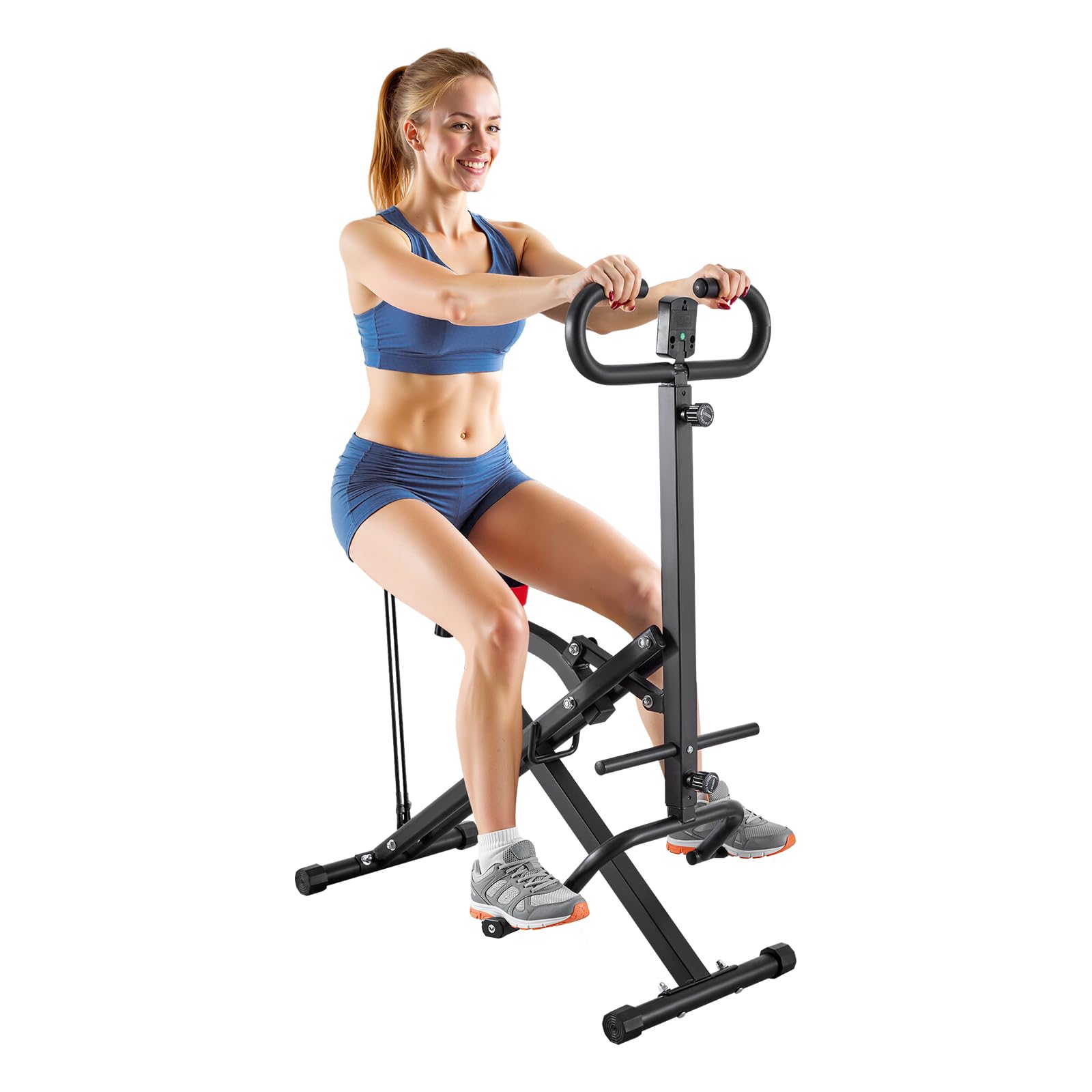 VEVOR Squat Machine, Deep Squat Rowing Machine for Home, Easy Setup & Foldable Exercise Equipment, Glute Trainer Machine with 2 