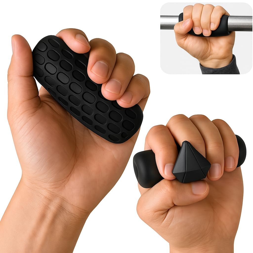 Lumevo AntiSlip Gym Hand Grips  Rubber Grip Pads For Weightlifting, Strength Training, Dumbbells, Barbells & Workouts  Ergono