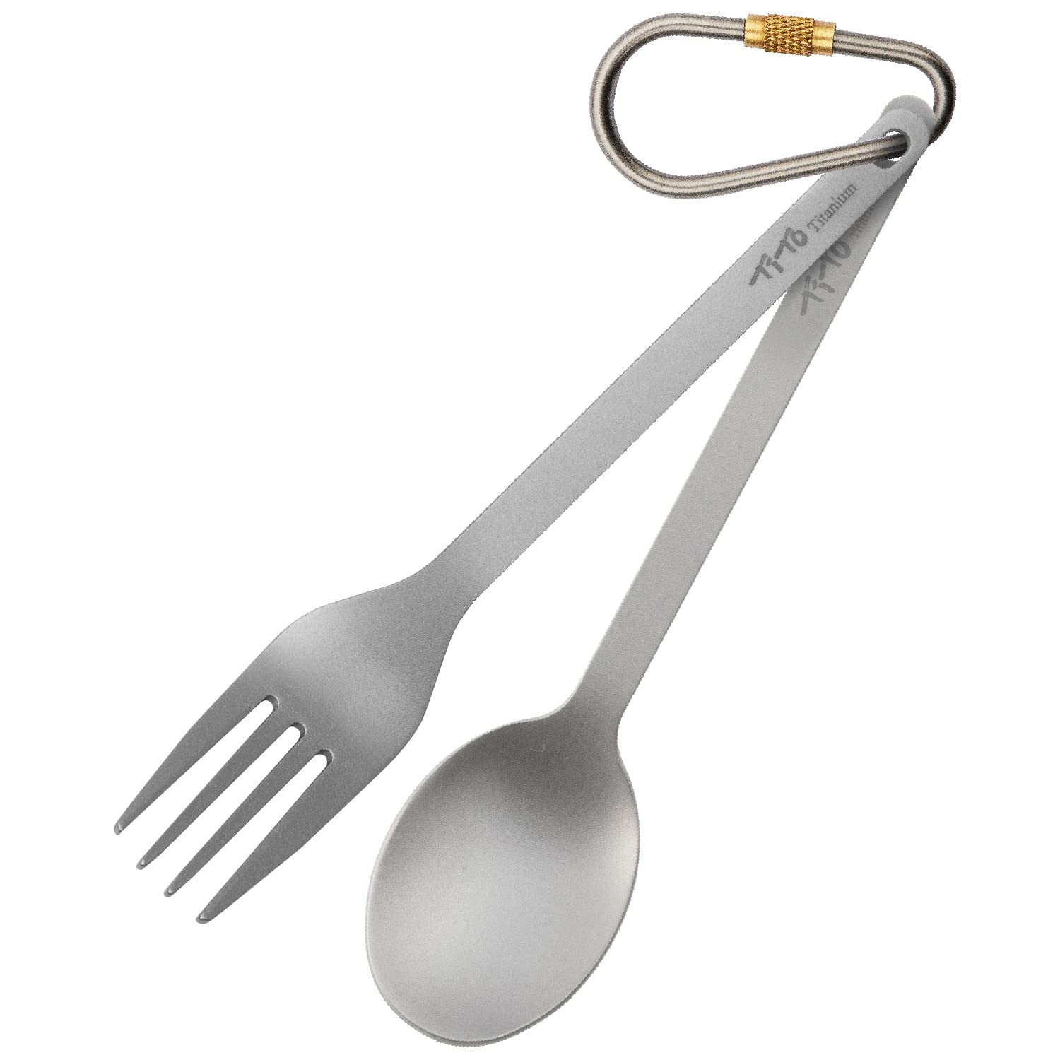 Tito Titanium Camping Cutlery Set - Fork And Spoon With Carabiner Clip Ultralight Portable Titanium Flatware Safe Durable For Ou