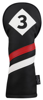 Majek Retro Golf Headcovers Black Red And White Vintage Leather Style 1 3 5 Driver And Fairway Head Covers Fits 460Cc Drivers Cl